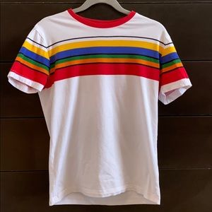 Forever 21 Mens Small White T-Shirt with stripes
